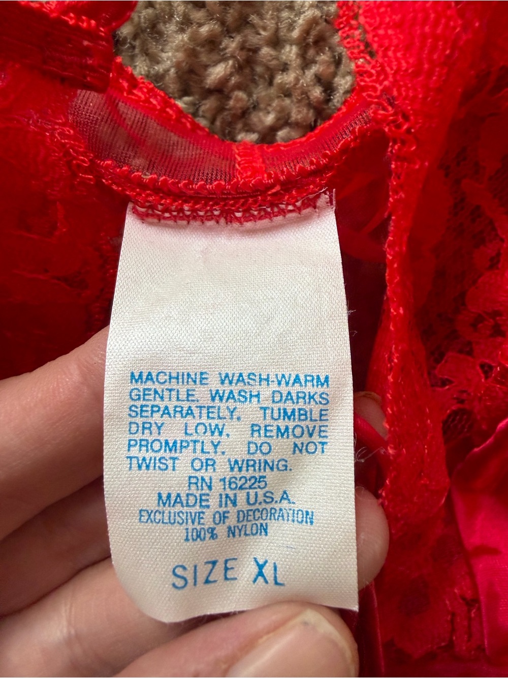 Vintage Red Sheer Lace-Trim Maxi Slip Dress - Picture 3 of 3